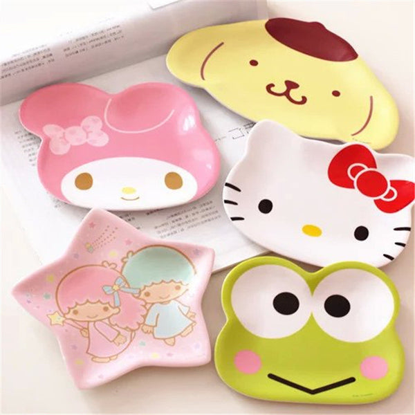 Kawaii Hello Kitty & Melody Round Mini Dish Plate